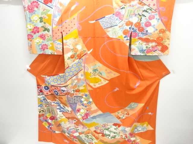 作家物 几帳に扇・御所車模様訪問着